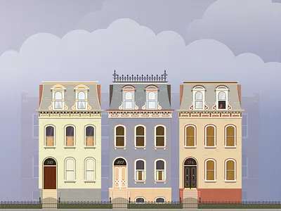 Parklife (2 of 2) city clean colorful fun house illustration pixel row house saint louis stl victorian vintage
