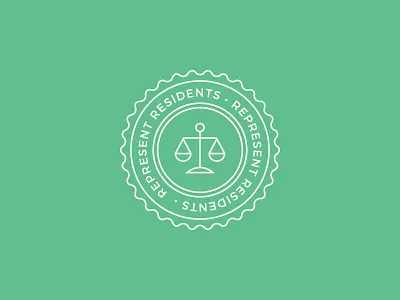 Represent Residents badge icon illustration justice seal