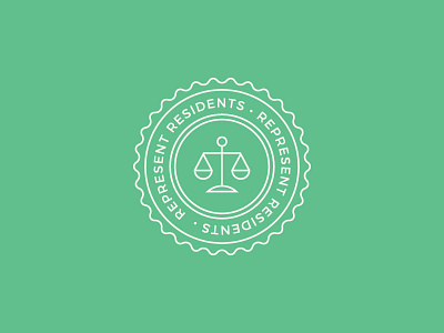 Represent Residents badge icon illustration justice seal