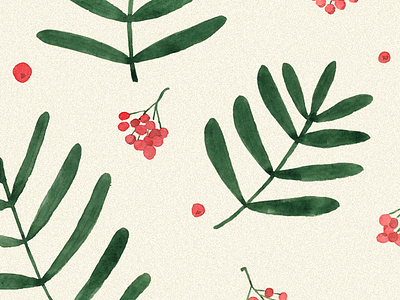 Floral pattern. Rowan berries botanical fabrics floral green illustration leaves pattern rowan spring wallpaper watercolor