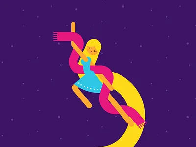 Scarf-unzel character flat illustration rapunzel scarf