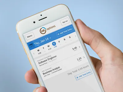 HR Options | Time Logging app application development design management mobile app time logging ui ux design