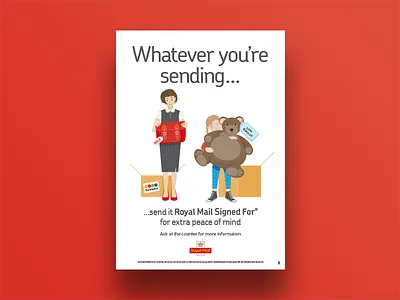 Royal Mail Poster handbag illustration parcel post office royal mail teddy bear