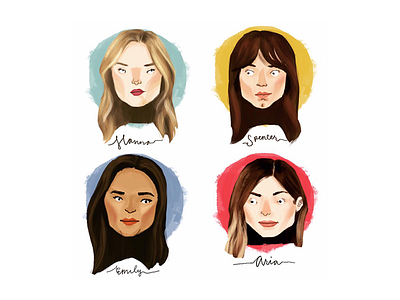 Pretty Little Liars Portraits caricature celebrity colorful headshot illustration portraits pretty little liars