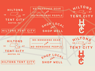 Hiltons Tent City - Logotype boston branding identity logo orange store tent typography