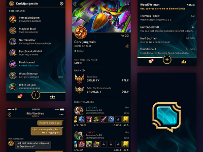 League Friends app chat friends ios league mobile ui