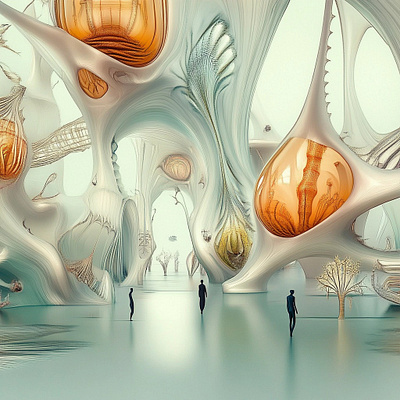 Bio Scientist's Home architecture fantasy illustration midjourney organic spatial design