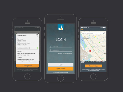 PG&E Mobile Outage Report blue ios mobileui orange outage pge