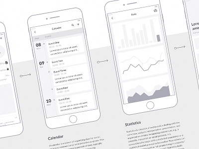 Mobile Wireframe Kit flow flowchart freebie mobile mockup ui kit wireframe