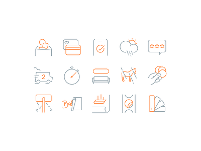 New iconography system! card couch credit iconography icons mule pixel perfect sticker stroke system truck weather