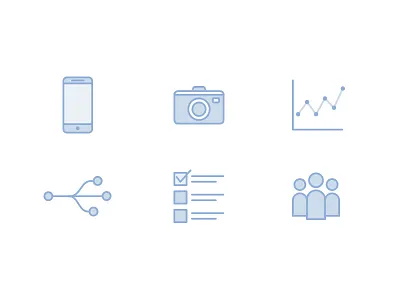 Action Card Features Icons app camera checklist features people phone productivity reporting software tracking