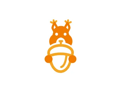 Logo for food delivery service (re-stocking) animal branding food logo mascot nut squirrel stock