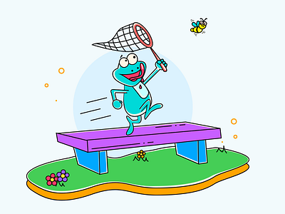 Hungry Frog bee flower frog hungry illustration race