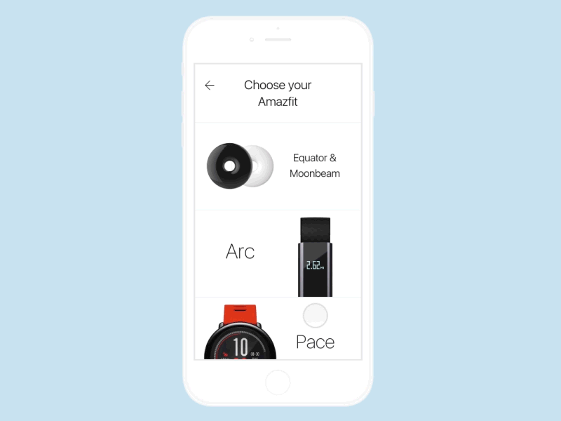 Pairing of the Amazfit activity and sleep tracker animation app application gif interaction interface ios iphone mobile pairing ui ux