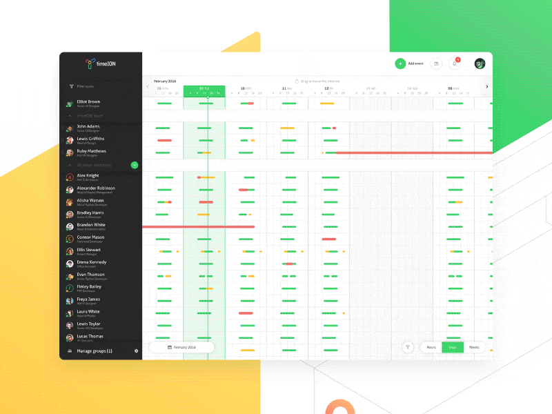 timeION 10clouds animation app calendar kohutpiotr list profile schedule table ui ux web