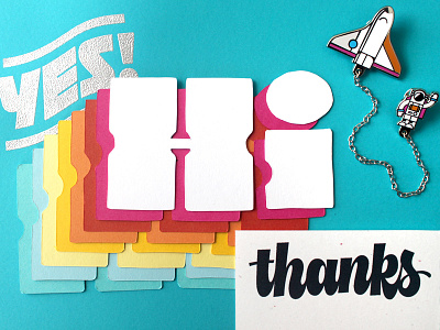 Yes! Hi! Thanks! astronaut illustration lettering script script lettering space shuttle type type design typography upright script