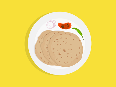 Indian Bread - Roti achar bread chapati flat food fulka illustration indian pickle roti