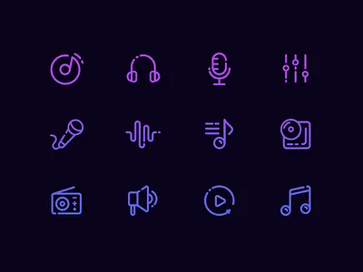 Music Icons icons line music neon