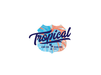 Tropical badge brand identity branding cargo design icon identity lettering logo logo design palm tree retro transportation tropical typography vintage