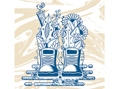 Take A Hike boots drawing flora flowers hike hiking marbled