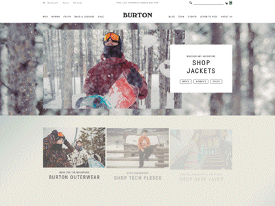 Burton Animation Study burton ecommerce grid layout photography snowboarding ui web design