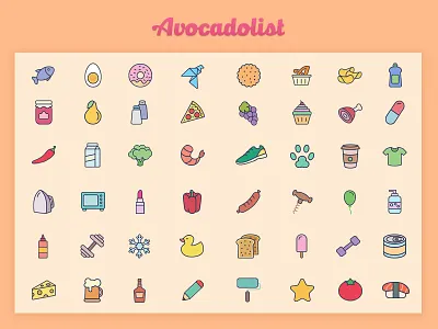 Avocadolist icon pack food fruits icon icon pack icons illustration sushi ukraine vector