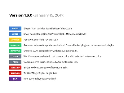 Change log change logs logs version
