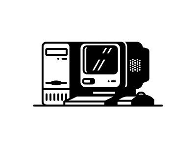 PC computer icon illustration personal vintage