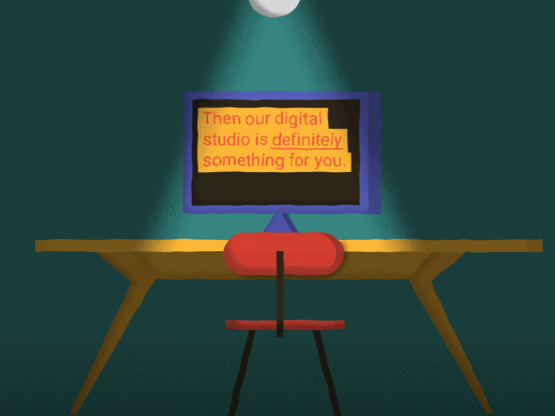 Desk transition animation chair computer desk grain light table transition workspace
