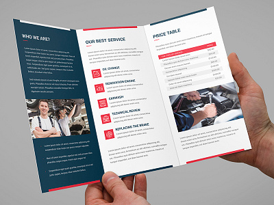 Brochure – Auto Repair Tri-Fold Template auto repair auto service brochure brochure tri fold business corporation garage mechanic photoshop template print ready profession