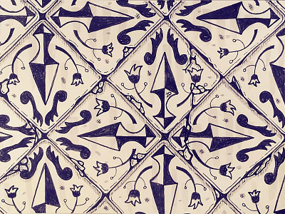 Broken Old Tiles black broken drawing illustration ink leaf leaves pattern sketch sketchbook tiles