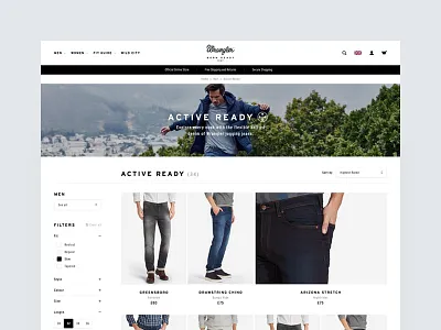 Wrangler Europe FW16 – PLP denim ecom filters grid jeans plp product listing page wrangler