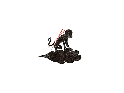 The Flying Monkey animal brand chopsticks cloud design flying graphic identity logo