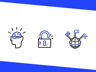 Business icons for a venture capital access brain brainstorming flag global icon key lock network steep venture captial