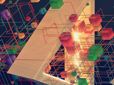 Structure 3d c4d cinema 4d cubes grid network particles render structure xparticle