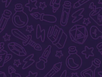 Personal branding icons background cofee dice flask flat gem icons lightning minimal personal potion star sword