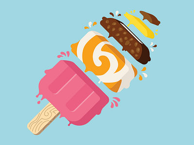 Split Ice Cream chocolate cold flat ice ice cream illustration minimal summer