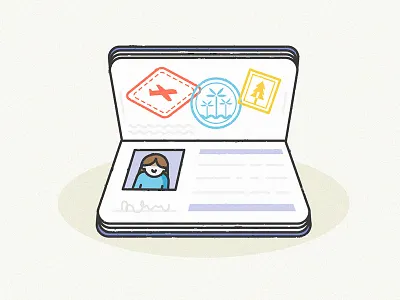 Passport document i.d icon illustration passport stamp sticker tourist travel traveller trip