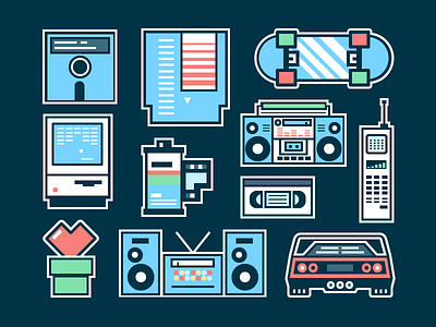 Hackathon 22 Pattern 1980s car cell phone computer ferrari icon illustration nintendo skateboard