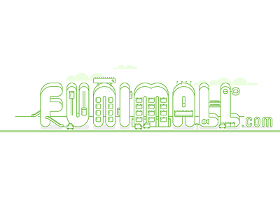 Illustration for Funimall.com building city flat design funimall.com ilustration mall outline vector