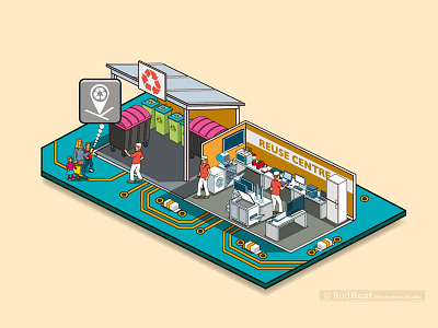 Electronics Utopia Illustration: The Restart Project - detail environment graphics green illustration illustrator infographics information isometric pixel art recycling sustainability technology