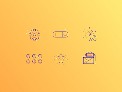Web Icons clever click dashboard flat icon icons mail orange search star vector web