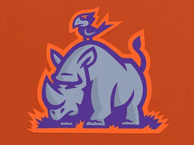 Rhino animal bird character logo mascot rhino rhinoceros sports