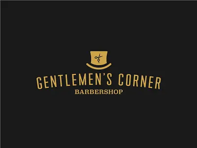 Gentleman's Corner barber barbershop black branding gold hat logo top