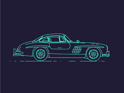 Mercedes 300SL Retro 300sl ai car illustration mercedes neon oldtimer outline retro scribble sketch vehicle