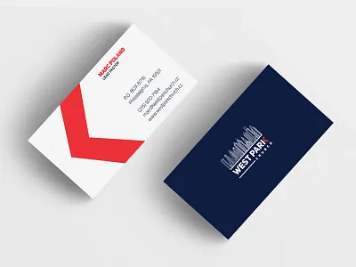 West Park Church Business Cards blue business cards branding business card design logo design red arrow design west park church philadelphia