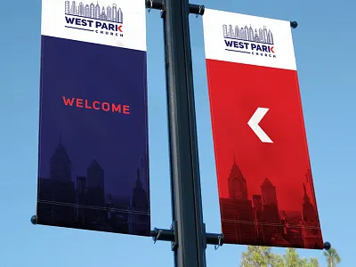 West Park Church Signage arrow designs branding red designs signage design