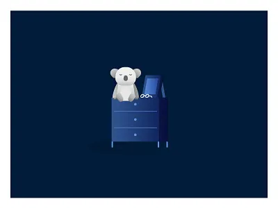 Personal Caretaker Detail #2 blue dark blue furniture glass gradient koala line photo retro robot side table texture