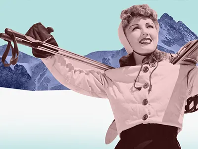 Ski animation design graphic design graphics photo editing photoshop pink retro teal vintage