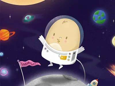 Budgie in Space bird bird logo branding caramel budgie colourful cute flat illustration illustration retro retro illustration space